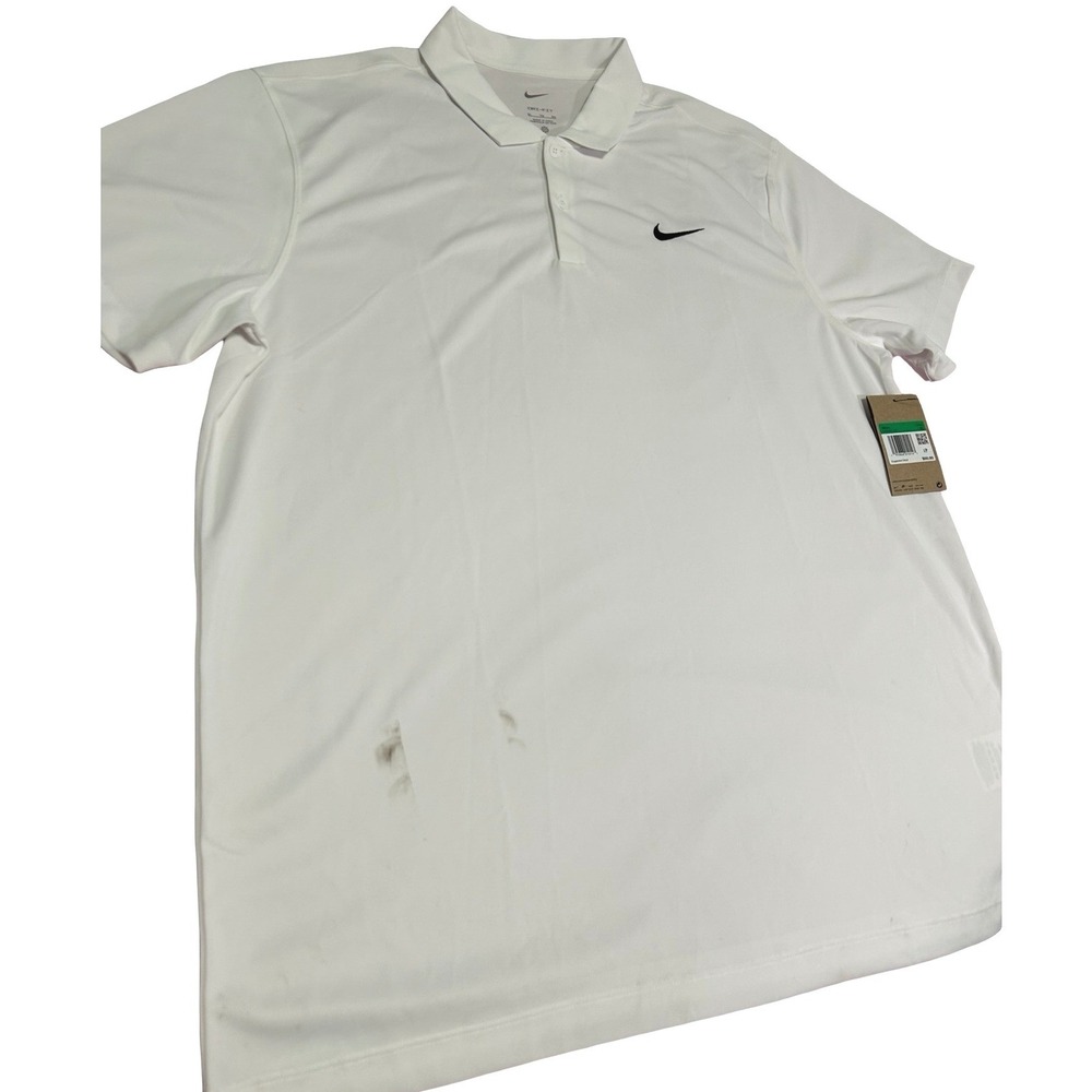 Nike Dri-FIT Embroidered Swoosh Athletic Polo Shirt White Sz XL NWT - Picture 2 of 5